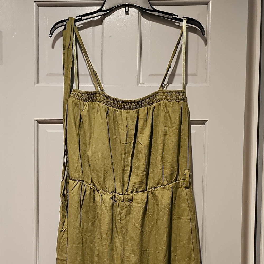 Olive Jumpsuit Large New In Bohemian Oversized Women Summer Elastic Waist